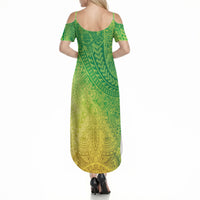 Hawaiian Turtles and Leis Summer Maxi Dress Tribal Kakau Pattern Fresh Summer Vibe LT03 - Polynesian Pride
