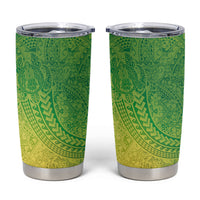 Hawaiian Turtles and Leis Tumbler Cup Tribal Kakau Pattern Fresh Summer Vibe