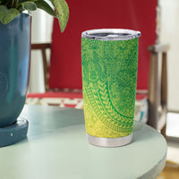 Hawaiian Turtles and Leis Tumbler Cup Tribal Kakau Pattern Fresh Summer Vibe