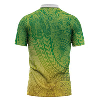 Hawaiian Turtles and Leis Zipper Polo Shirt Tribal Kakau Pattern Fresh Summer Vibe LT03 - Polynesian Pride