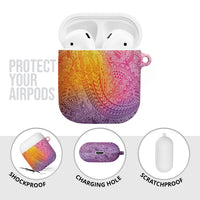 Hawaiian Turtles and Leis AirPods Case Tribal Kakau Pattern Magical Rainbow Sky