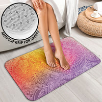 Hawaiian Turtles and Leis Bathroom Set Tribal Kakau Pattern Magical Rainbow Sky
