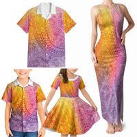 Hawaiian Turtles and Leis Family Matching Tank Maxi Dress and Hawaiian Shirt Tribal Kakau Pattern Magical Rainbow Sky LT03 - Polynesian Pride