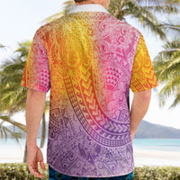 Hawaiian Turtles and Leis Hawaiian Shirt Tribal Kakau Pattern Magical Rainbow Sky LT03 - Polynesian Pride