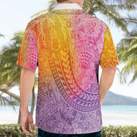 Hawaiian Turtles and Leis Hawaiian Shirt Tribal Kakau Pattern Magical Rainbow Sky