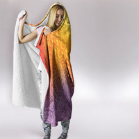 Hawaiian Turtles and Leis Hooded Blanket Tribal Kakau Pattern Magical Rainbow Sky