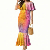Hawaiian Turtles and Leis Mermaid Dress Tribal Kakau Pattern Magical Rainbow Sky LT03 Women Multicolor - Polynesian Pride