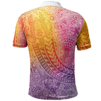 Hawaiian Turtles and Leis Polo Shirt Tribal Kakau Pattern Magical Rainbow Sky LT03 - Polynesian Pride