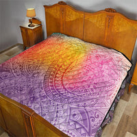 Hawaiian Turtles and Leis Quilt Tribal Kakau Pattern Magical Rainbow Sky