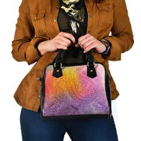 Hawaiian Turtles and Leis Shoulder Handbag Tribal Kakau Pattern Magical Rainbow Sky