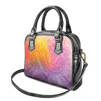 Hawaiian Turtles and Leis Shoulder Handbag Tribal Kakau Pattern Magical Rainbow Sky
