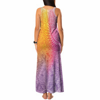 Hawaiian Turtles and Leis Tank Maxi Dress Tribal Kakau Pattern Magical Rainbow Sky LT03 - Polynesian Pride
