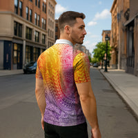 Hawaiian Turtles and Leis Zipper Polo Shirt Tribal Kakau Pattern Magical Rainbow Sky LT03 - Polynesian Pride
