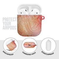 Hawaiian Turtles and Leis AirPods Case Tribal Kakau Pattern Peach Fuzz Color