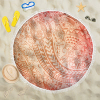 Hawaiian Turtles and Leis Beach Blanket Tribal Kakau Pattern Peach Fuzz Color