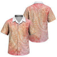 Hawaiian Turtles and Leis Family Matching Off The Shoulder Long Sleeve Dress and Hawaiian Shirt Tribal Kakau Pattern Peach Fuzz Color LT03 Son's Shirt Peach Fuzz - Polynesian Pride