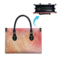 Hawaiian Turtles and Leis Leather Bag Tribal Kakau Pattern Peach Fuzz Color