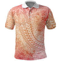 Hawaiian Turtles and Leis Polo Shirt Tribal Kakau Pattern Peach Fuzz Color LT03 Peach Fuzz - Polynesian Pride