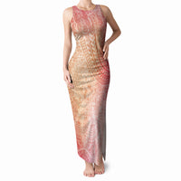 Hawaiian Turtles and Leis Tank Maxi Dress Tribal Kakau Pattern Peach Fuzz Color LT03 Women Peach Fuzz - Polynesian Pride