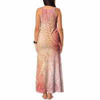 Hawaiian Turtles and Leis Tank Maxi Dress Tribal Kakau Pattern Peach Fuzz Color LT03 - Polynesian Pride