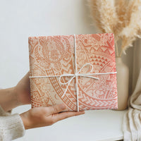 Hawaiian Turtles and Leis Wrapping Paper Tribal Kakau Pattern Peach Fuzz Color