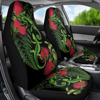 New Zealand Chameleon and Gecko Car Seat Cover Maori Silver Fern and Pohutukawa Decoration