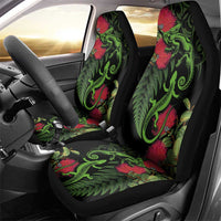 New Zealand Chameleon and Gecko Car Seat Cover Maori Silver Fern and Pohutukawa Decoration