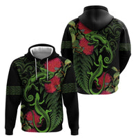 New Zealand Chameleon and Gecko Hoodie Maori Silver Fern and Pohutukawa Decoration
