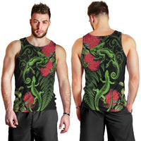 New Zealand Chameleon and Gecko Men Tank Top Maori Silver Fern and Pohutukawa Decoration