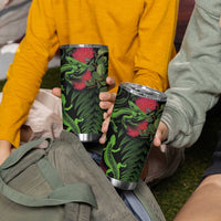 New Zealand Chameleon and Gecko Tumbler Cup Maori Silver Fern and Pohutukawa Decoration