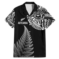 Personalised New Zealand Maori Art Tattoo and Silver Fern Family Matching Mermaid Dress and Hawaiian Shirt LT03 Dad's Shirt - Short Sleeve Black - Polynesian Pride