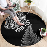 Personalised New Zealand Maori Art Tattoo and Silver Fern Round Carpet
