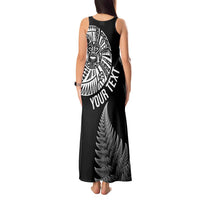 Personalised New Zealand Maori Art Tattoo and Silver Fern Tank Maxi Dress