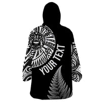 Personalised New Zealand Maori Art Tattoo and Silver Fern Wearable Blanket Hoodie