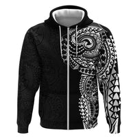 Polynesian Art Traditional Tattoo Pattern Zip Hoodie LT03 Zip Hoodie Black - Polynesian Pride