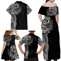 Polynesian Art Traditional Tattoo Family Matching Off Shoulder Maxi Dress and Hawaiian Shirt Simple Style