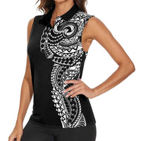 Polynesian Art Traditional Tattoo Women Sleeveless Polo Shirt Simple Style