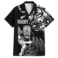 New Zealand Maori Warrior Rugby Family Matching Off Shoulder Short Dress and Hawaiian Shirt Silver Fern