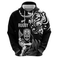 New Zealand Maori Warrior Rugby Zip Hoodie Silver Fern