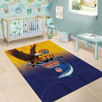 American Samoa Fautasi Area Rug Bald Eage and Sailfish with Kakau Motifs - Polynesian Pride