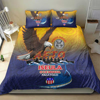 American Samoa Fautasi Bedding Set Bald Eage and Sailfish with Kakau Motifs - Polynesian Pride