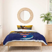 American Samoa Fautasi Bedding Set Bald Eage and Sailfish with Kakau Motifs - Polynesian Pride