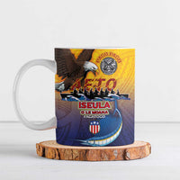 American Samoa Fautasi Ceramic Mug Bald Eage and Sailfish with Kakau Motifs - Polynesian Pride