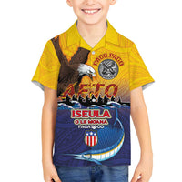 American Samoa Fautasi Family Matching Long Sleeve Bodycon Dress and Hawaiian Shirt Bald Eage and Sailfish with Kakau Motifs - Polynesian Pride