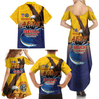 American Samoa Fautasi Family Matching Summer Maxi Dress and Hawaiian Shirt Bald Eage and Sailfish with Kakau Motifs - Polynesian Pride