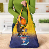 American Samoa Fautasi Grocery Bag Bald Eage and Sailfish with Kakau Motifs - Polynesian Pride