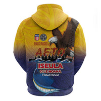 American Samoa Fautasi Hoodie Bald Eage and Sailfish with Kakau Motifs - Polynesian Pride