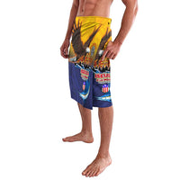 American Samoa Fautasi Lavalava Bald Eage and Sailfish with Kakau Motifs LT03 - Polynesian Pride