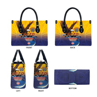 American Samoa Fautasi Leather Bag Bald Eage and Sailfish with Kakau Motifs - Polynesian Pride