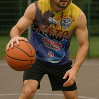 American Samoa Fautasi Sleeveless Hoodie Bald Eage and Sailfish with Kakau Motifs - Polynesian Pride